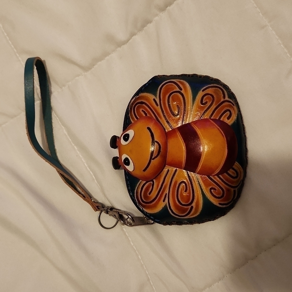Leather Butterfly coin wristlet